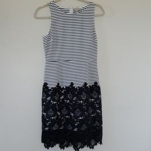 NWTO Cremieux Striped and Lace Dress